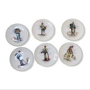 French porcelain set of 6 Metiers du Vieux Paris